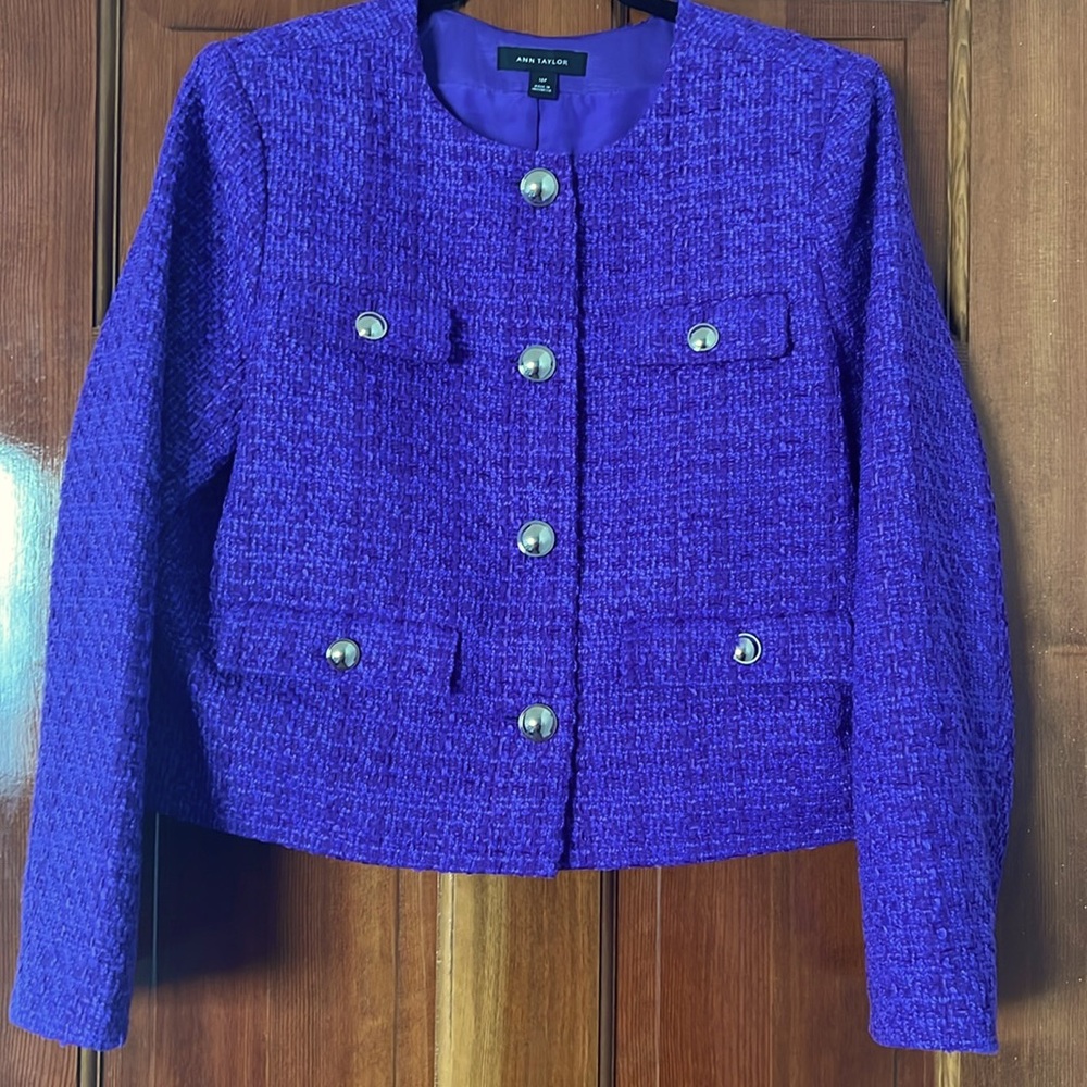 Ann Taylor 10P Purple Tweed Blazer